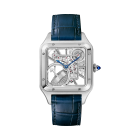 WHSA0032 Santos Dumont Skeleton Watch with micro-rotor l Large model, automatic mechanical skeleton movement, steel, leather