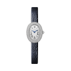WJBA0036 Baignoire | Mini model, quartz movement, white gold, diamonds, leather