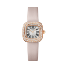 WJCS0004 Coussin de Cartier | Small model, quartz movement, rose gold, diamonds, leather