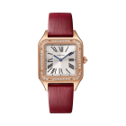 WJSA0019 Santos Dumont | Small model, quartz movement, rose gold, diamonds, leather