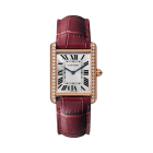 WJTA0038 Tank Louis Cartier | Large model, hand-wound mechanical movement, rose gold, diamonds, leather