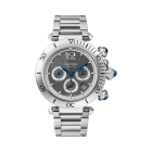 Pasha de Cartier | 41 mm, chronograph, automatic movement, steel, dark gray dial, interchangeable metal and leather straps