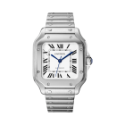 WSSA0010 Santos de Cartier | Medium model, automatic movement, steel, interchangeable metal and leather bracelets