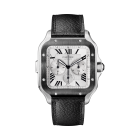 WSSA0052 Santos de Cartier | Extra-large model, automatic movement, steel, ADLC, interchangeable rubber and leather bracelets