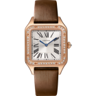 WJSA0027 Santos-Dumont Cartier l Small model, quartz movement, rose gold, diamonds, leather