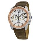 W7100043 Calibre De Cartier l Silver Dial, Pink Gold, Leather Strap