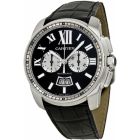 W7100060 Calibre de Cartier l Automatic, Black Dial, Black Leather Strap