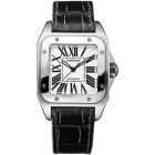W20106X8 Santos l Automatic, Opaline Silver Dial, Black Leather Strap