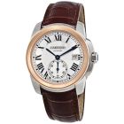W2CA0002 Calibre De Cariter l Silver Dial, Rose Gold, Leather Strap
