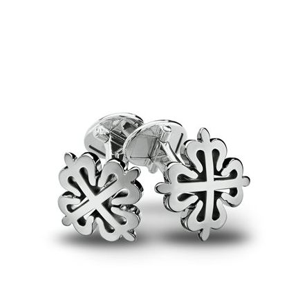 Patek Philippe Nautilus Cufflinks 205.9083GR-001, crafted in 18-carat white and rose gold with a deep green sapphire crystal inlay.