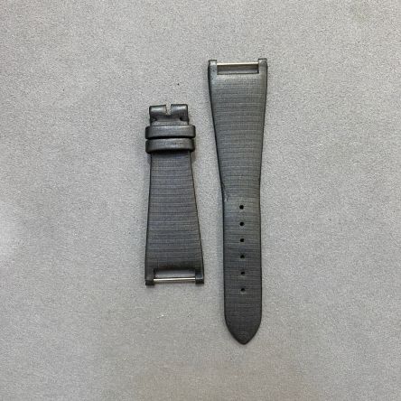 A Patek Philippe TWENTY~4 watch strap in charcoal grey satin/silk with a pin buckle, regular size.