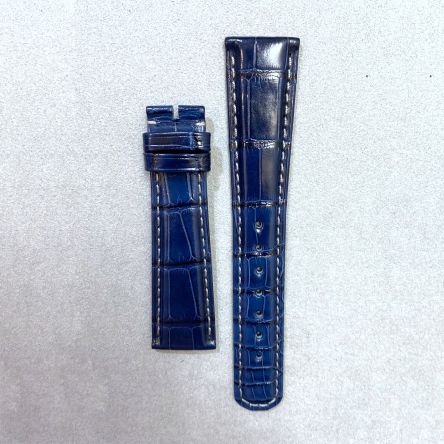 Strap AL Blue (Grey Stitch) Leather Alligator (Shiny) - Sq scales [PDD] 20x16 mm Regular