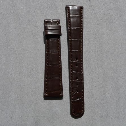 Strap AL Dark Brown Leather Alligator (Matt) - Sq scales [PDD] 20x16 mm Long