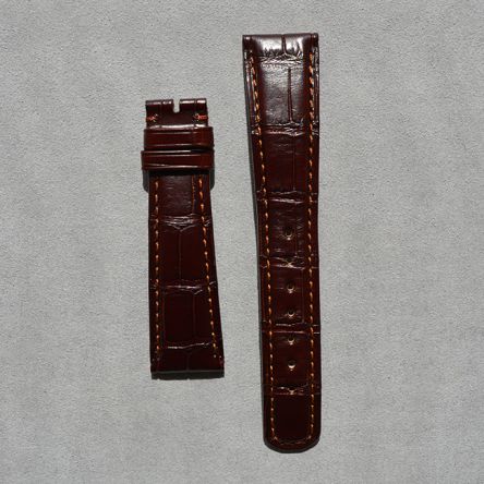 Strap AL Dark Brown Leather Alligator (Matt) - Sq scales [PDD] 20x16 mm Regular