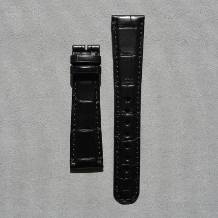 Strap AL Black Leather Alligator (Matt) - Sq scales [PDD] 20x16 mm Regular
