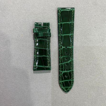 Strap BR Bottle Green Leather Alligator (Shiny) - Sq scales [PDD] 21x18 mm Short