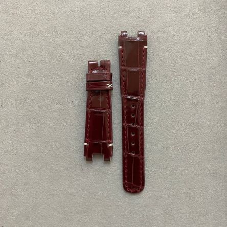 Strap BR Burgundy Red MARINE2 LADY Leather Alligator (Shiny) - Sq scales [PDD] 18x14 mm Regular