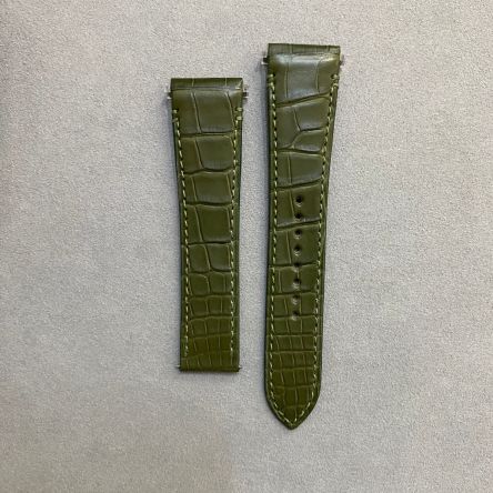 Strap CA Olive Green SANTOS Leather Alligator (Matt) - Sq scales [PDD] 21x18 mm Regular