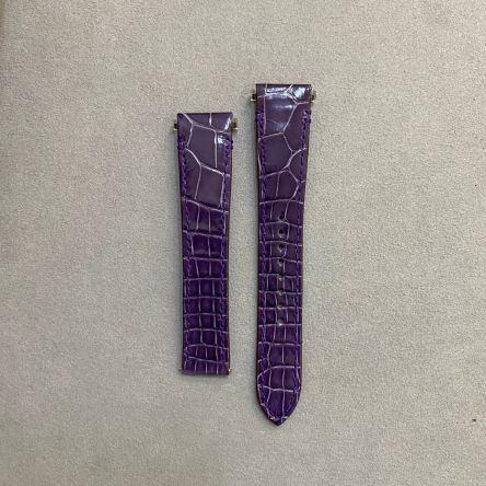 Strap CA Aubergine Purple SANTOS Leather Alligator (Shiny) - Sq scales [PDD] 18.5x16 mm Regular