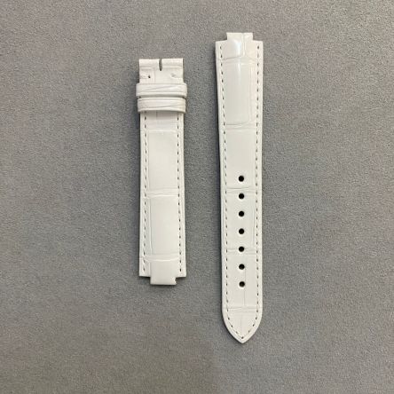 Strap CA White BALLON BLEU Leather Alligator (Shiny) - Sq scales [PDD] 16x14 mm Short
