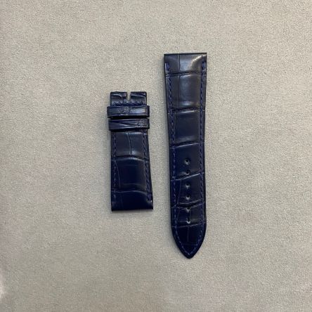 Strap BR Dark Blue Leather Alligator (Matt) - Sq scales [PDD] 21x18 mm Short