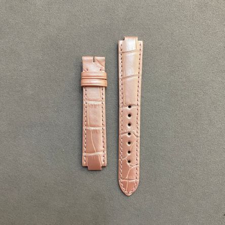 Strap CA Pearly Pale Pink BALLON BLEU Leather Alligator (Matt) - Sq scales [PDD] 15.90x14 mm Short