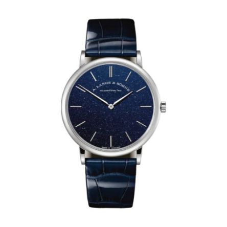 SAXONIA THIN With Dark-Blue Gold Flux Dial And Dark Blue, Alligator Leather Strap