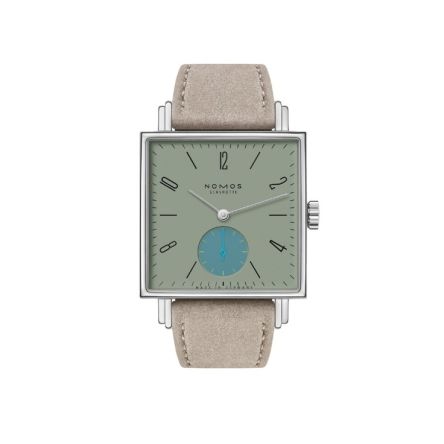 Nomos Tetra Salvia Ref. 439.SB with beige vegan velour leather strap