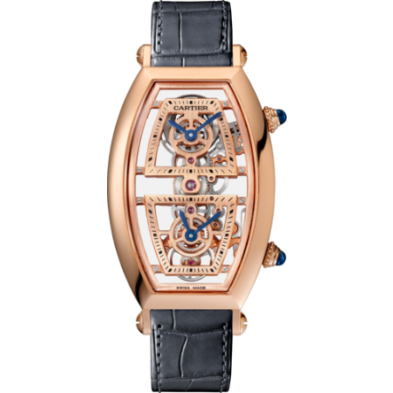Cartier Tonneau Ref. WHTN0013 featuring a rose gold case, hand-wound mechanical movement, and leather strap.