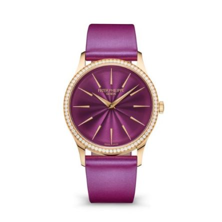 Patek Philippe 4997/200R-001 Rose Gold Ladies Watch with Purple Dial and Gold Markers