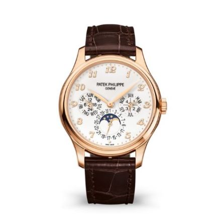Patek Philippe 5327R-001 rose gold watch with ivory lacquered dial and brown alligator strap