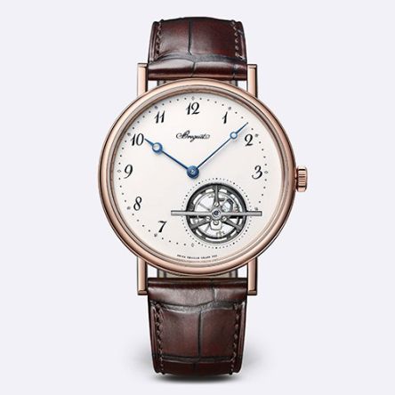Breguet Classique Tourbillon Extra-Plat 5367BR/29/9WU in 18K rose gold with ultra-thin Calibre 581 tourbillon, grand feu enamel dial, and alligator strap