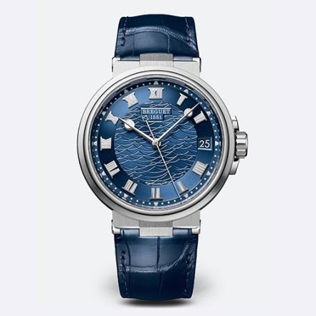 Marine 5517 | White Gold | Leather Strap | Blue Dial