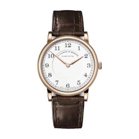 1815 THIN HONEYGOLD "Homage to F. A. Lange" With White, Enamelled Dial And Dark Brown, Alligator Leather Strap