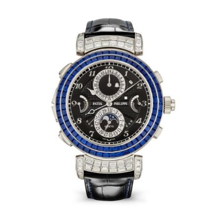 Patek Philippe Grandmaster Chime 6300/401G-001 in white gold with blue sapphires and reversible dials