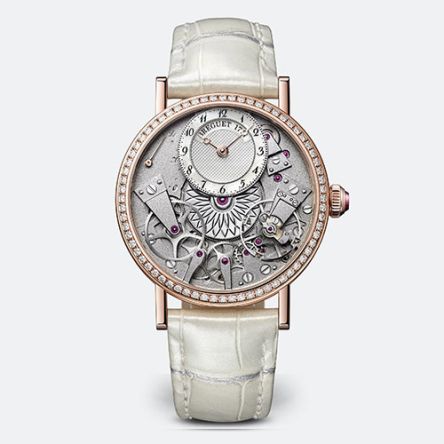 Breguet Tradition Dame 7038 watch in rose gold with openworked dial and retrograde seconds
