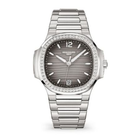 Patek Philippe Nautilus Ref. 7118-1200A-011 in stainless steel with diamond bezel.