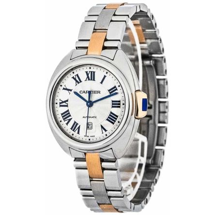 Calibre de Cartier Ref. W7100036 with silver opaline dial, stainless steel and 18kt pink gold case, automatic movement