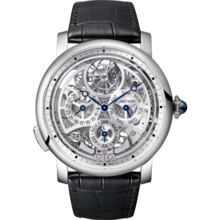 Rotonde de Cartier Ref. WHRO0085, 45 mm model, featuring a platinum case with a leather strap.