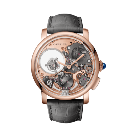 Rotonde de Cartier Ref. WHRO0061, 45 mm, featuring a rose gold case with a brown leather strap.