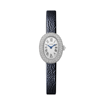Cartier Baignoire Ref. WJBA0036 showing the case back and rhodium-finish 18K white gold details.