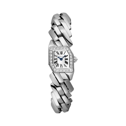 Maillon de Cartier Ref. WJBJ0003, small model, featuring a white gold case and diamond-set bracelet.