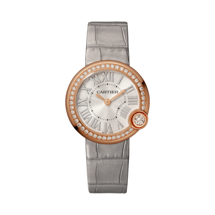 Ballon Blanc de Cartier | 30mm, quartz movement, rose gold, diamonds, leather