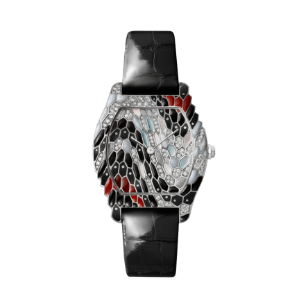 Cartier Libre | Medium model, hand-wound movement, white gold, diamonds, leather