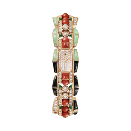 Clash [Un]limited watch | Small model, quartz movement, rose gold, diamonds, spinels, tsavorites, coral, chrysoprase