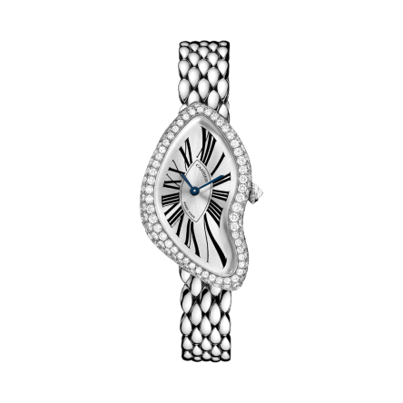 Crash Ref. WL420051, medium watch in white gold with hand-wound movement and diamond accents.