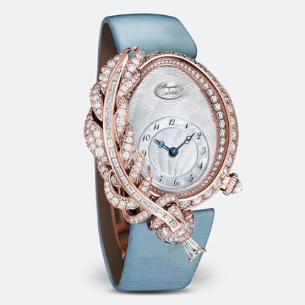 Breguet Plumes GJ15BB89240DD8 high jewelry watch in 18K rose gold with pavé-set diamonds and feather-inspired motifs.