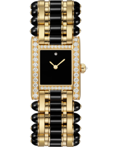 HPI01770 Cartier Tank l Large model, quartz movement, yellow gold, diamonds, onyx