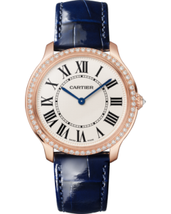 WJRN0010 Ronde Louis Cartier l 36 mm, quartz movement, rose gold, diamonds, leather