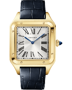 WGSA0108 Santos-Dumont l Extra-large model, manual mechanical movement, yellow gold, leather
